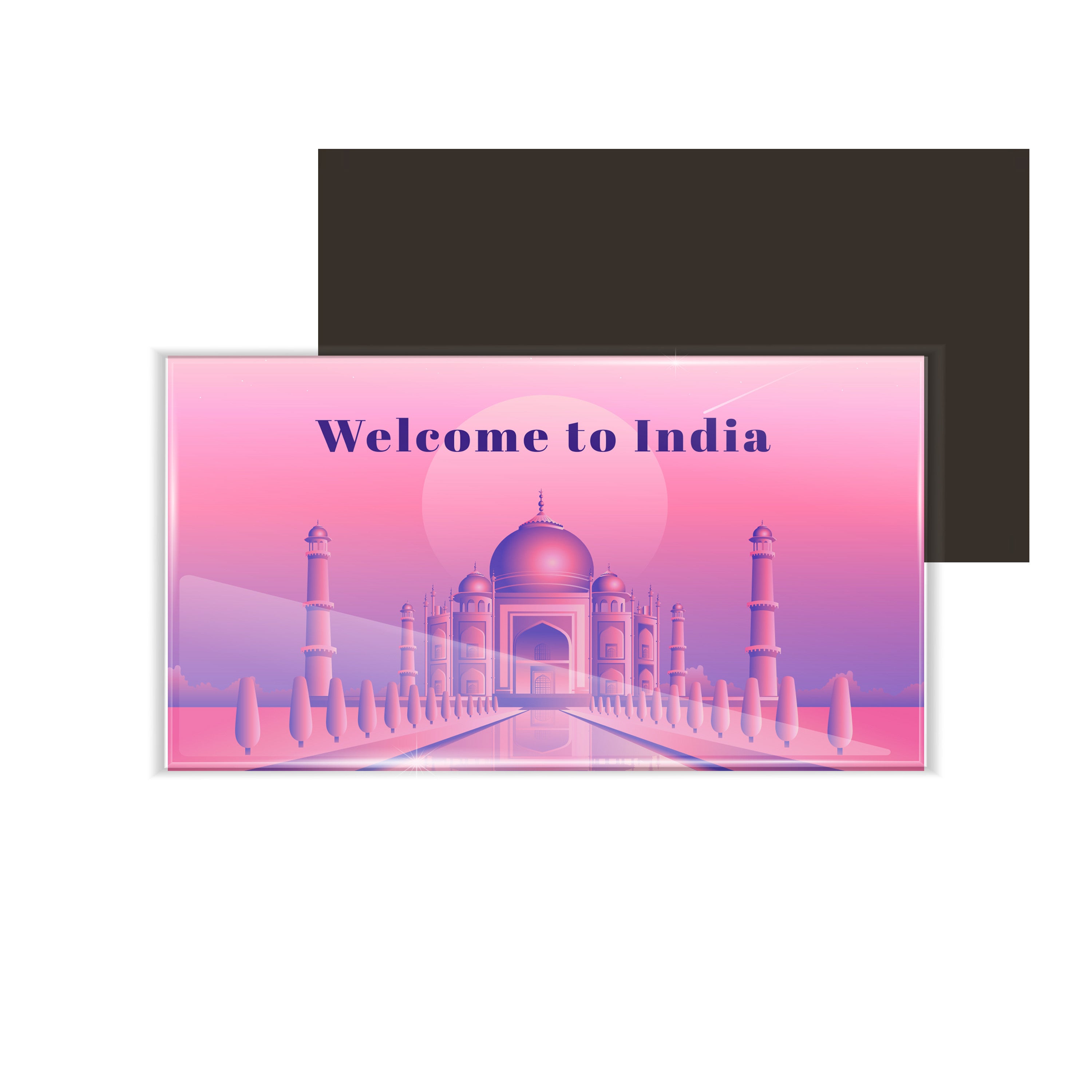 dhcrafts Fridge Magnet Rectangle Acrylic Glass (8.6 x 5.4 cm) Purple Travel India D2 Design Pack of 1